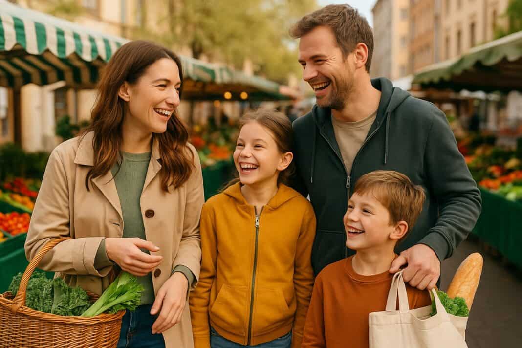 Familienfreude auf dem Wochenmarkt – gemeinsam nachhaltig einkaufen macht einfach mehr Spaß!